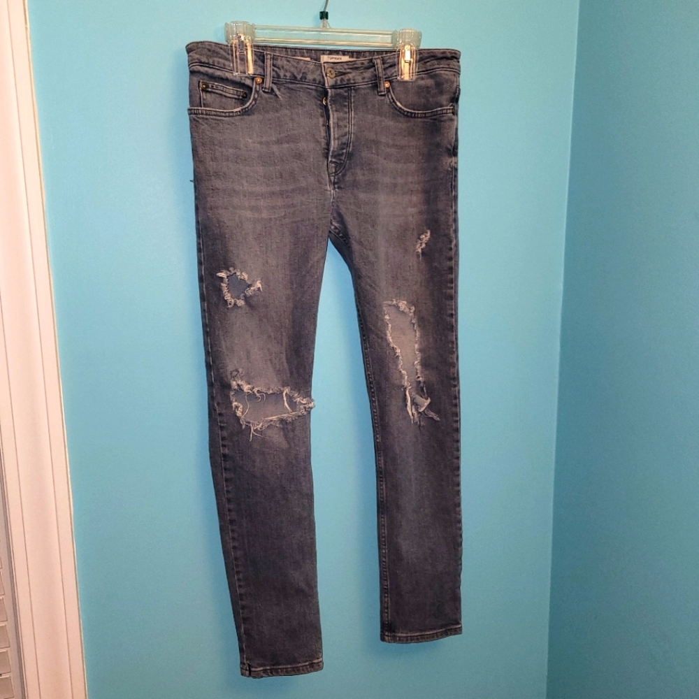 Topman Distressed Stretch Skinny Jeans Sz.  34R Mens